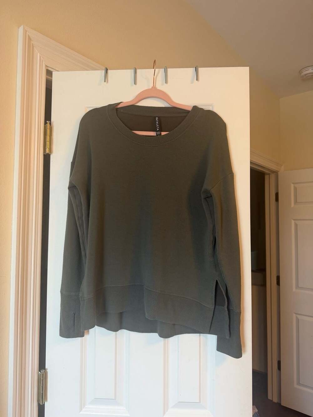 Athleta Coaster Luxe Tunic Sweatshirt in Olive Green